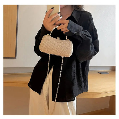 Borsa da sera da donna con perline da sposa Borsa da pranzo Borse a tracolla a catena Elegante pochette con strass Borsa da sera a forma di uovo