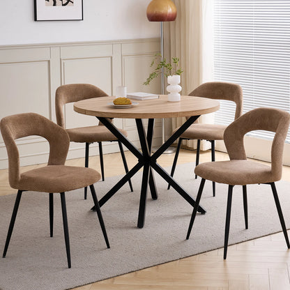 EGOONM Set di 4 Sedie da Pranzo Moderne con Schienale Cavo, Sedie Laterali Imbottite in Tessuto, Gambe in Metallo Nero, Sedie d'Accento per Cucina e Caffè