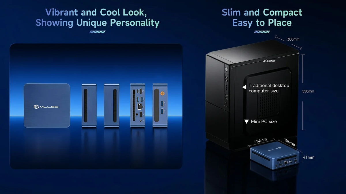 Mini PC Mllse M4 con Processore Intel Core I5-8265U, RAM DDR4 16GB, SSD 480GB, WiFi 5, BT 4.2, Win11, Computer Desktop Mini