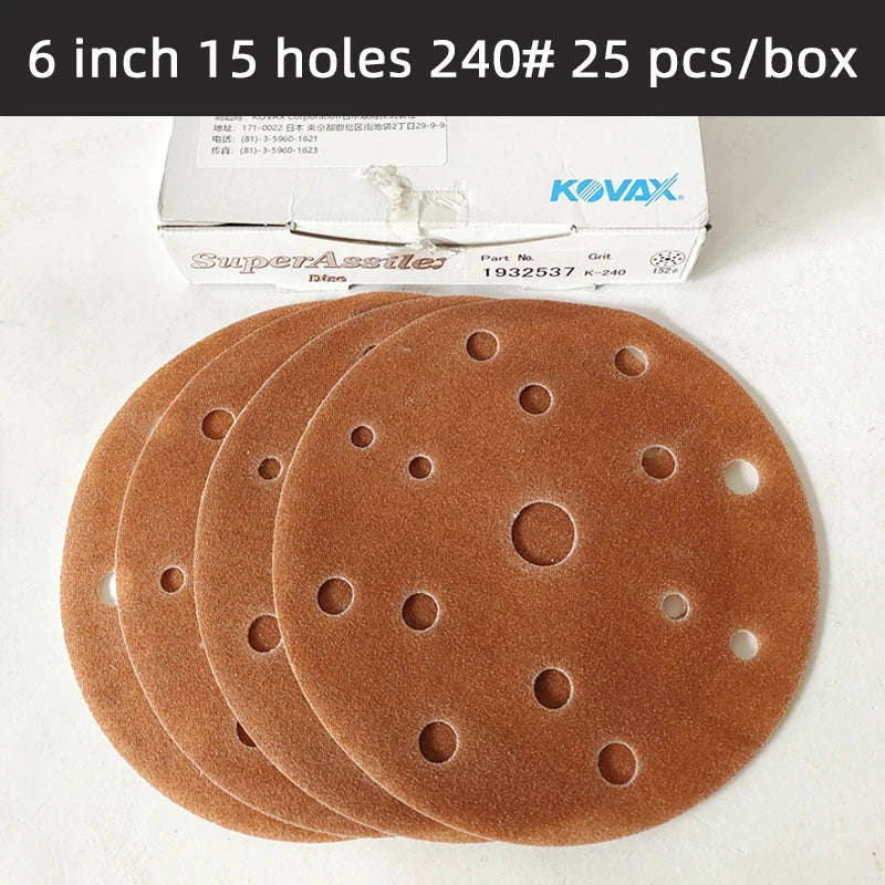 25 pezzi KOVAX carta morbida opaca da 6 pollici autoadesiva floccata carta vetrata rotonda 150mm vernice per auto superficie bellezza lucidatura