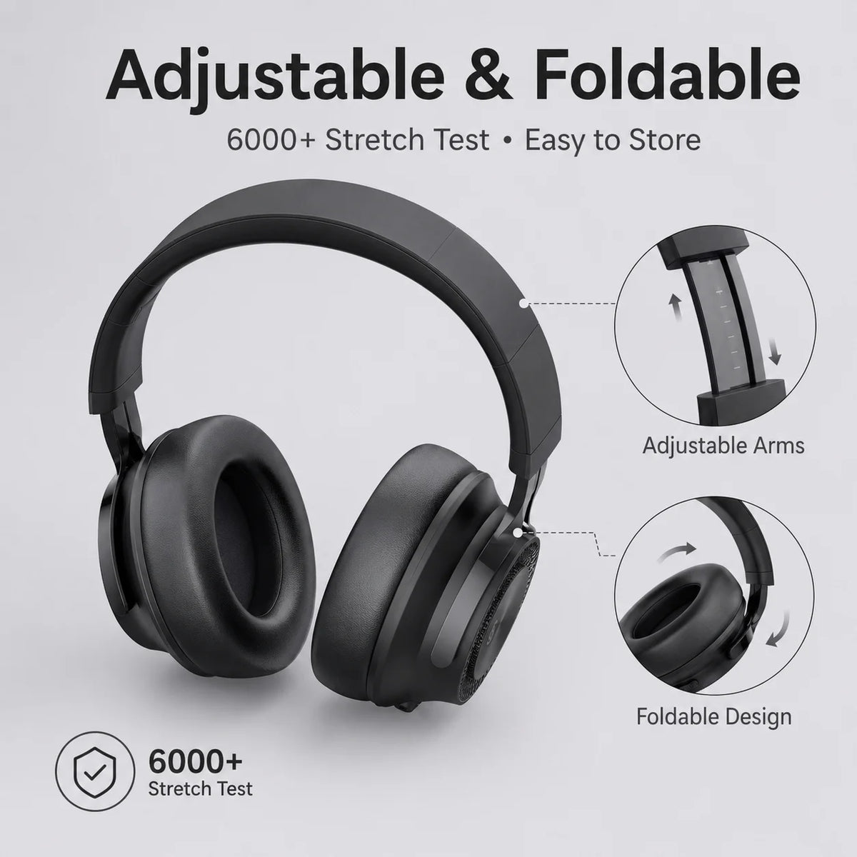 Cuffie Bluetooth P1, Auricolari Wireless con Driver Dinamici da 40mm, Stereo Bass, Pieghevoli, 25 Ore di Autonomia per Musica, Gaming e Chiamate