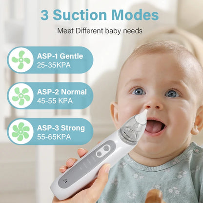 Aspiratore Nasale Elettrico per Neonati e Bambini, Pulitore Automatico del Naso con Musica e 3 Punte in Silicone