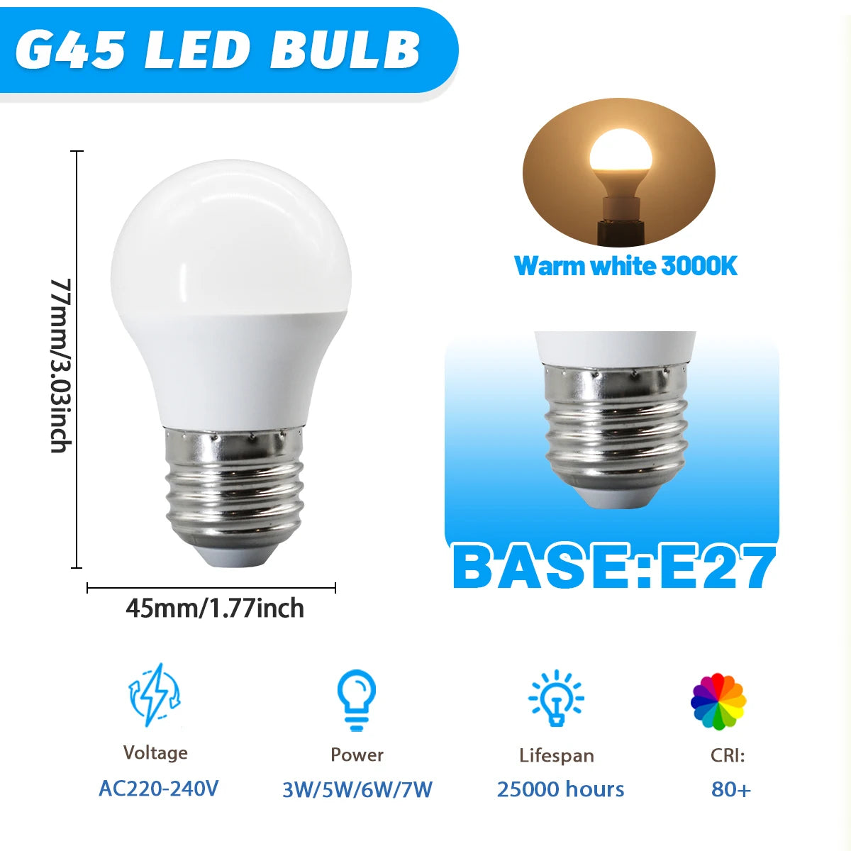 Confezione da 1-12 Lampadine LED E14 E27 B22 di Alta Qualità, AC 220V 240V 3W-7W 80lm/w, Mini Lampadina Senza Sfarfallio 3000K 4000K 6000K