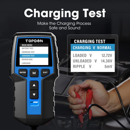 TOPDON BT200 Tester batteria portatile Strumenti di test di avviamento di ricarica per auto 12V Monitor batteria diagnostica automobilistica 100-2000CCA