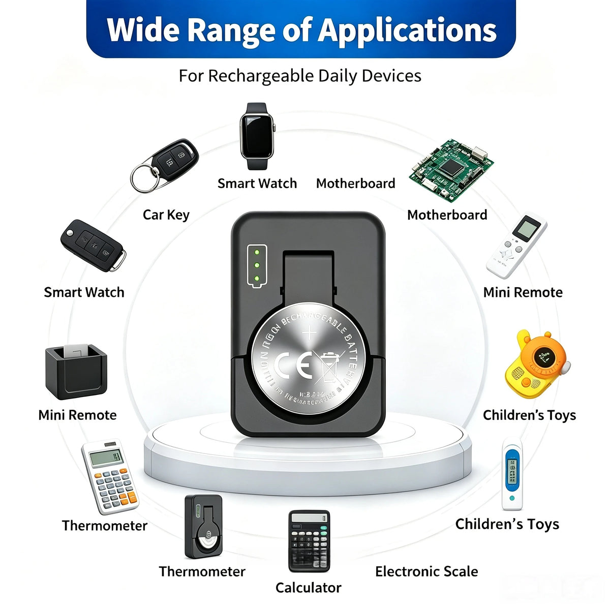 Batteria al Litio Ricaricabile LIR2032 LIR2025 LIR2016, Sostitutiva per Pile a Bottone CR2032 CR2025 CR2016 per Orologi