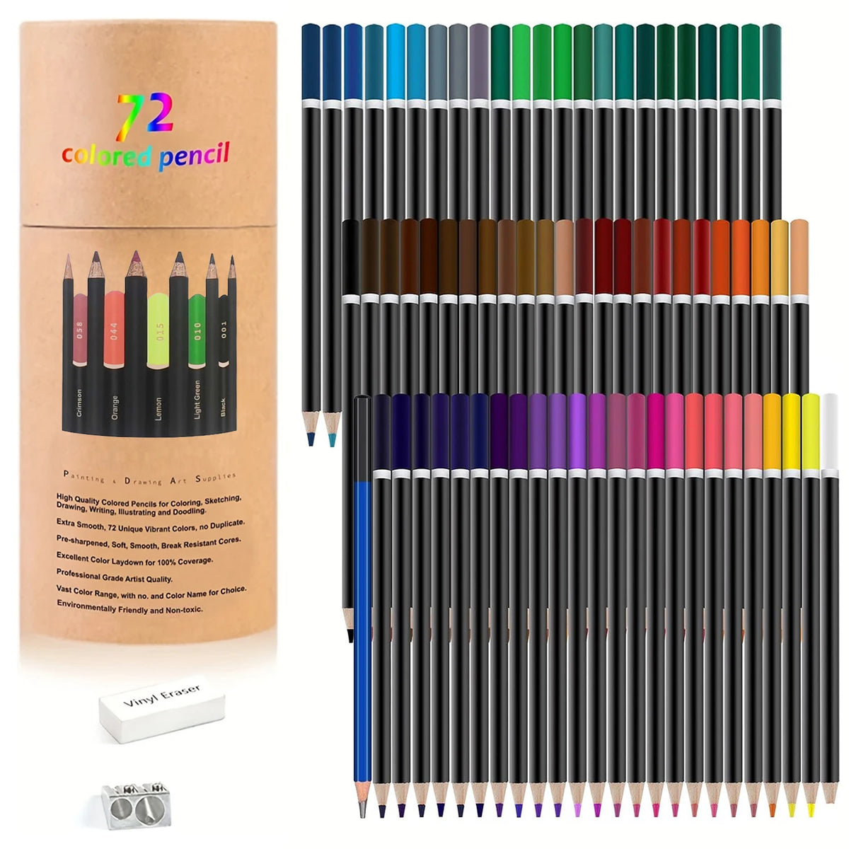 Set di Matite Colorate Professionali 72/120/180/260 Colori, Matite a Olio Non Tossiche per Disegno Artistico e Colorazione