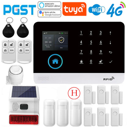 Sistema di allarme domestico PGST, 4G, WIFI, GSM, allarme di sicurezza, antifurto con sensore di movimento per porte, controllo tramite l'app Tuya Smart, compatibile con