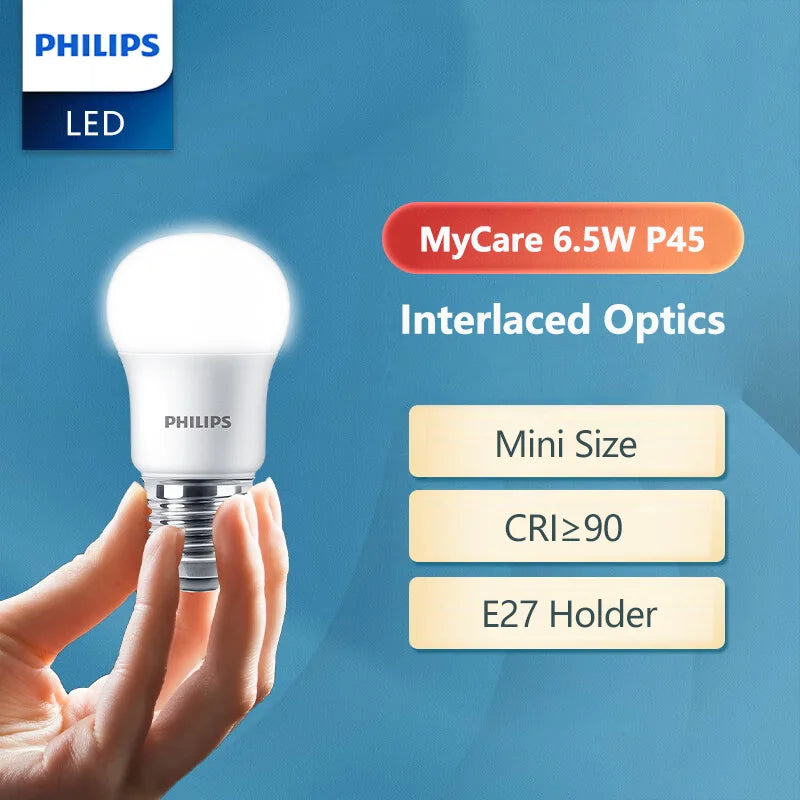 Philips LED E27 MyCare Mini Lampadina a sfera 6,5 W = 45 W) P45 Luce 3000 K 6500 k Bianco 220 V-240 V Lampada domestica a LED Comfort originale di piccole dimensioni