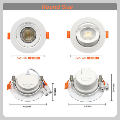 Faretto Orientabile 7W con Regolazione Colore 3000K 4000K 6000K, Illuminazione CCT 7W, Sostituzione Downlight per Illuminazione Direzionale Domestica (1-10 Pezzi)