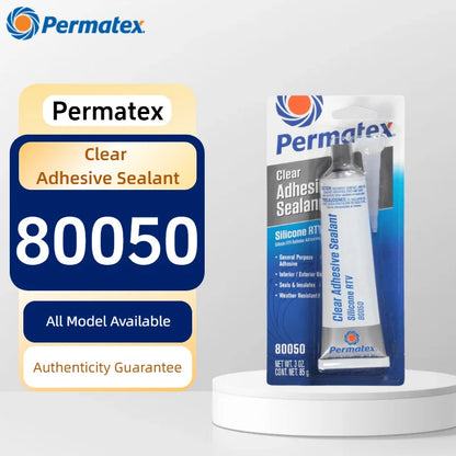 Permatex 80050 Adesivo Sigillante Siliconico RTV Trasparente 3oz Colla Flessibile Impermeabile per Vetro Metallo Plastica Vinile