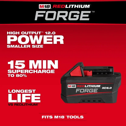 Milwaukee 100% M18 REDLITHIUM FORGE 6.0 Batteria – Ioni di Litio Standard, 18V, 48-11-1861 Per Tutti gli Utensili Elettrici a Batteria della Serie M18