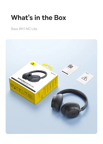 Cuffie Wireless ANC Baseus 80H, Auricolari Over-Ear con 95% di Cancellazione del Rumore, Cuffie Bluetooth 6.0 BH1 NC LITE