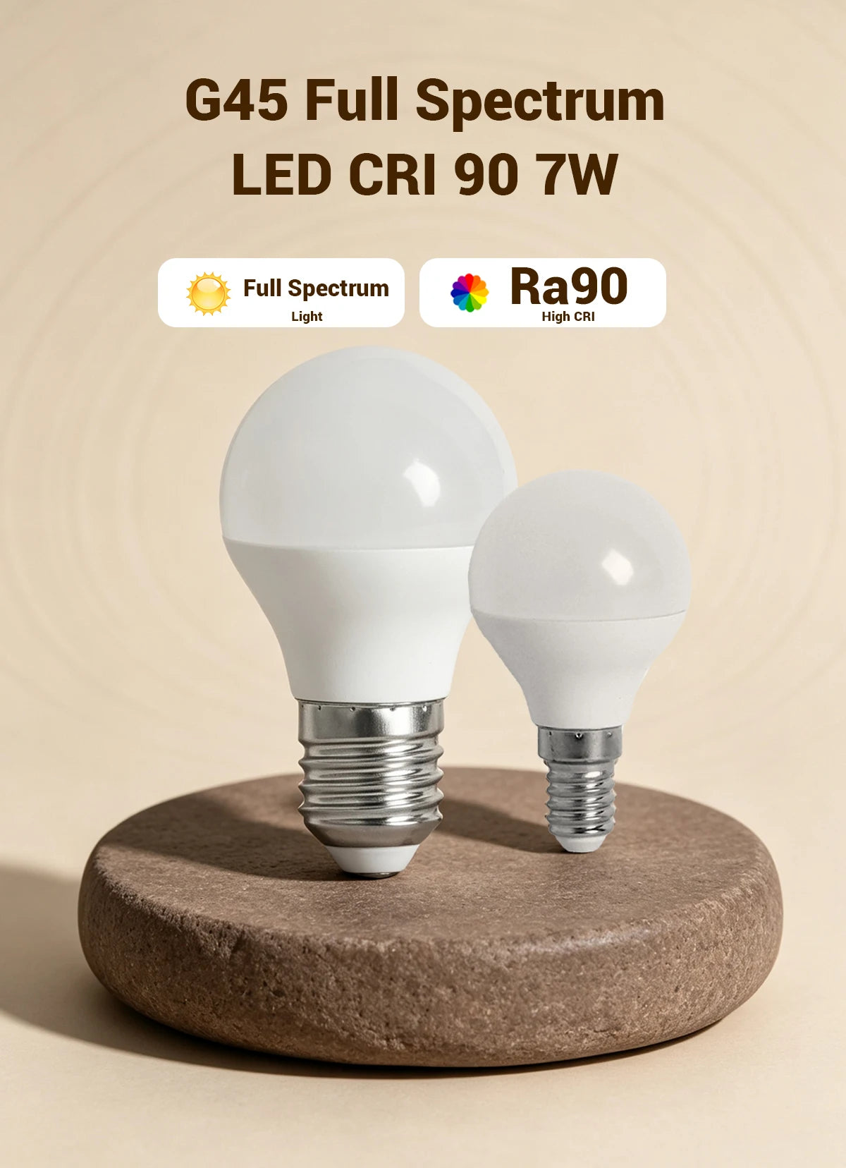 Lampadina LED G45 a spettro completo con attacco E14 E27, indice di resa cromatica CRI90, protezione per gli occhi, lampadina decorativa per illuminazione ambientale interna