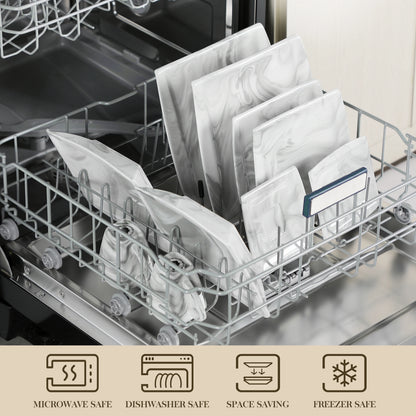 MALACASA 30/60 pz marmo grigio porcellana stoviglie Set di stoviglie con 6 pezzi Dessert/zuppa/piatto cena/tazza/piattino, servizio per 12