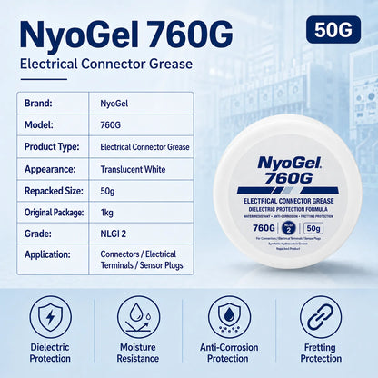 NyoGel 760G Grasso per Connettori Elettrici, Lubrificante Dielettrico Anticorrosione per Terminali di Cablaggio Automobilistico e Spine per Sensori 20g 50g