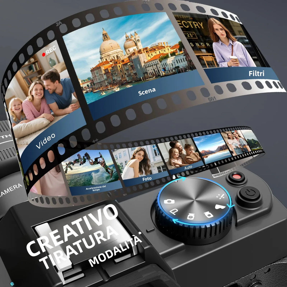 Fotocamera digitale NBD 5K 64MP, 180 ° Fotocamera per Vlogging con Schermo Ribaltabile, Anti-Shake, Zoom 16X, WiFi, Scheda TF da 64GB Inclusa
