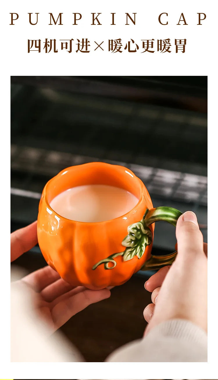 Tazza a Forma di Zucca Carina, Tazze Realistiche a Forma di Zucca, Stoviglie in Porcellana, Utensili per Bere, Tazze da Caffè, Tazze per il Tè Pomeridiano