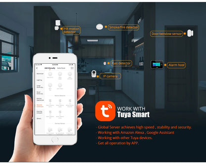 KERUI 2G WIFI GSM Sistema di Allarme Domestico Set Touch Screen da 4.3 pollici Sistema di Allarme di Sicurezza Tuya Smart App Alexa per la Casa Antifurto