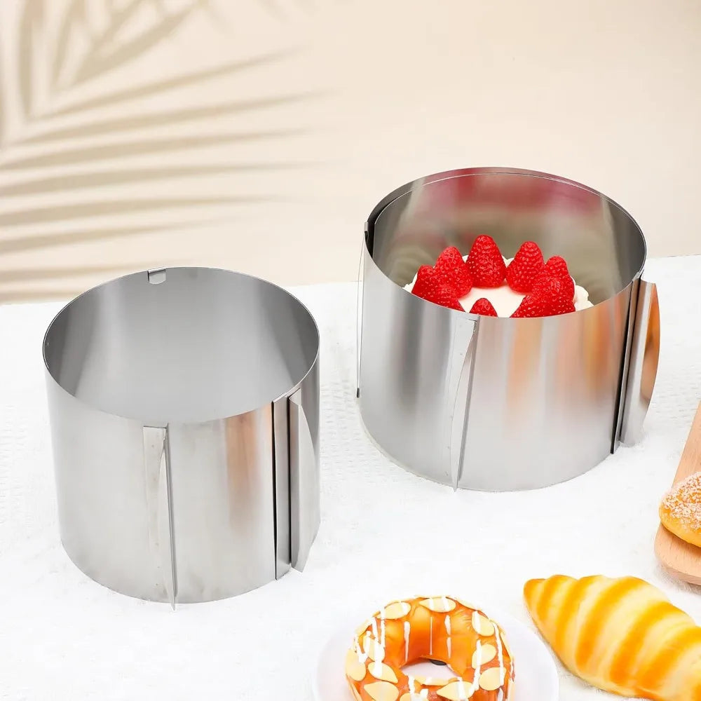 Stampo per torta rotondo in acciaio inossidabile regolabile da 6 a 12 pollici di altezza 6-15 cm con anello da forno per stampo in scala precisa per la cottura di mousse