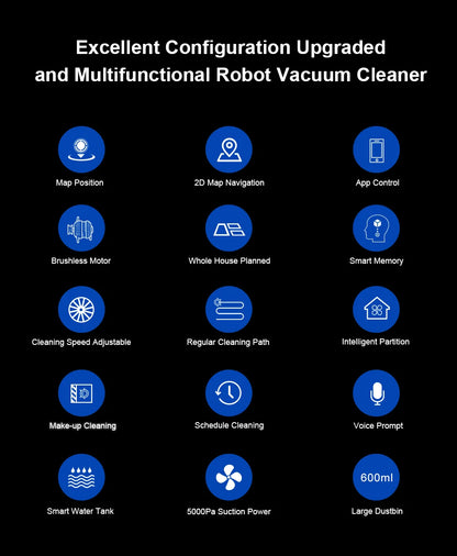 LIECTROUX C30B Robot Aspirapolvere con Navigazione AI, Partizione Intelligente, App WiFi, Aspirazione 6000Pa, Lavaggio a Secco e Umido, Disinfezione