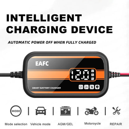 Il più nuovo caricabatteria per auto 12V 2Ah-20Ah caricabatterie per riparazione batteria al piombo con display digitale intelligente per auto SUV moto