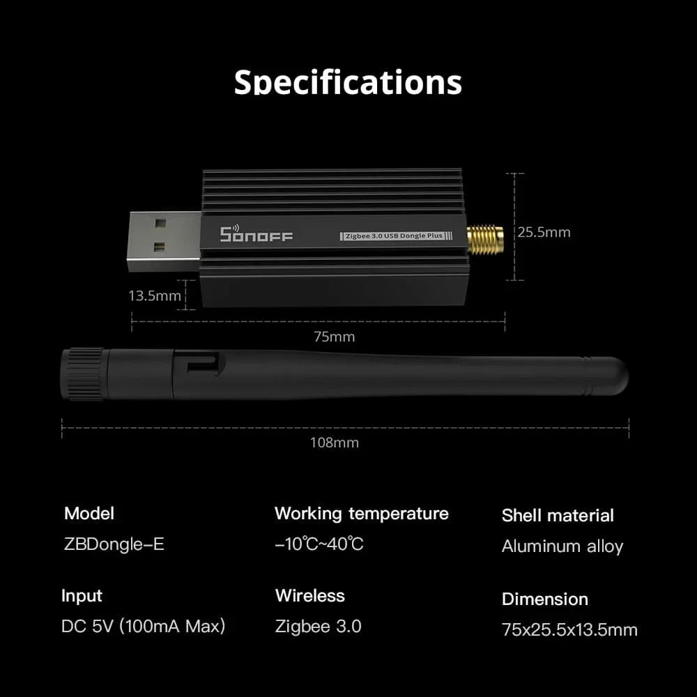 SONOFF ZB Dongle-E Analizzatore gateway Zigbee wireless Zigbee2MQTT Interfaccia USB Supporto di acquisizione Zigbee2MQTT Raspbian Ubuntu MacOS