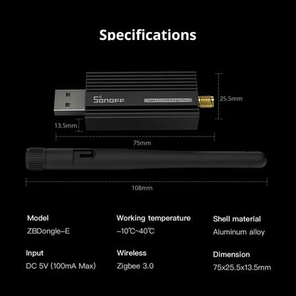 SONOFF ZB Dongle-E Analizzatore gateway Zigbee wireless Zigbee2MQTT Interfaccia USB Supporto di acquisizione Zigbee2MQTT Raspbian Ubuntu MacOS
