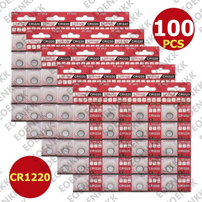 100 Pezzi Nuove Batterie CR1220 ad Alta Capacità, Batterie a Bottone al Litio CR 1220 per Orologi, Dispositivi Sanitari, Calcolatrici, ecc. 3V