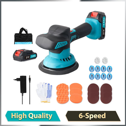 Kit Lucidatrice Elettrica per Auto Podofo 6'' 5500RPM con 2 Batterie, Lucidatrice Orbitale a 6 Velocità per Detailing e Lucidatura di Auto e Barche