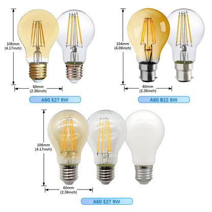 10 Lampadine LED E27 E14 B22 Stile Industriale Vintage, Retro Edison 8W 4W 6W 220V per Lampade a Filamento Incandescenti Edison