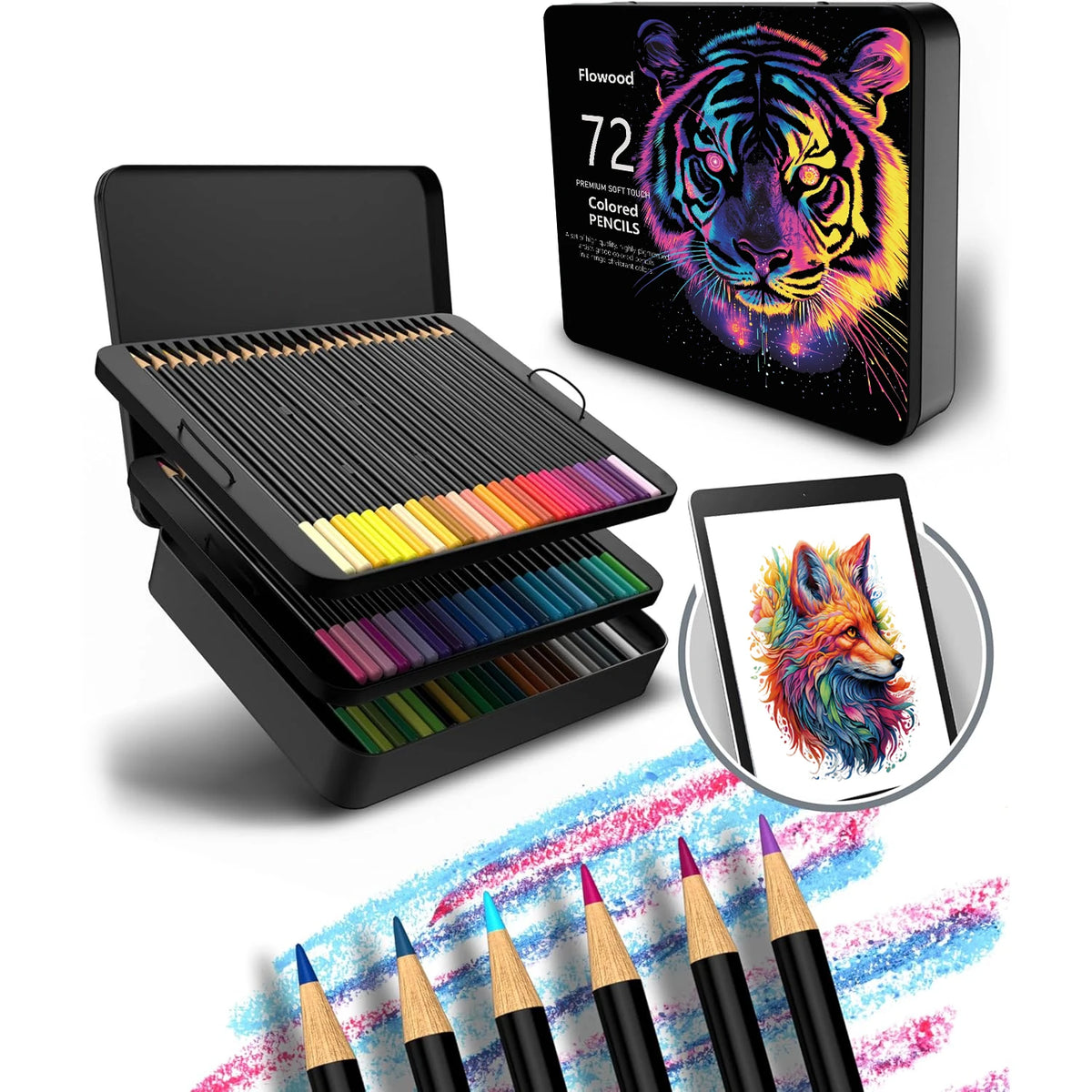 Set di Matite Colorate Professionali 72/120/180/260 Colori, Matite a Olio Non Tossiche per Disegno Artistico e Colorazione