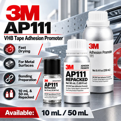 3M AP111 Promotore di Adesione, Primer per Nastro VHB ad Asciugatura Rapida, Preparazione Superficie per Metallo, Acciaio Verniciato e Zincato, Uso Automobilistico, 10ml 50ml