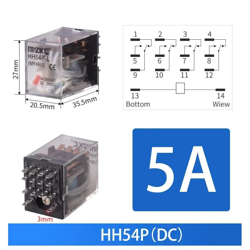 10 pz per relè di controllo miniaturizzati all'ingrosso piccolo relè intermedio AC 12V DC C24 AC220 HH52P HH53P HH54P HH62P HH63P HH64P