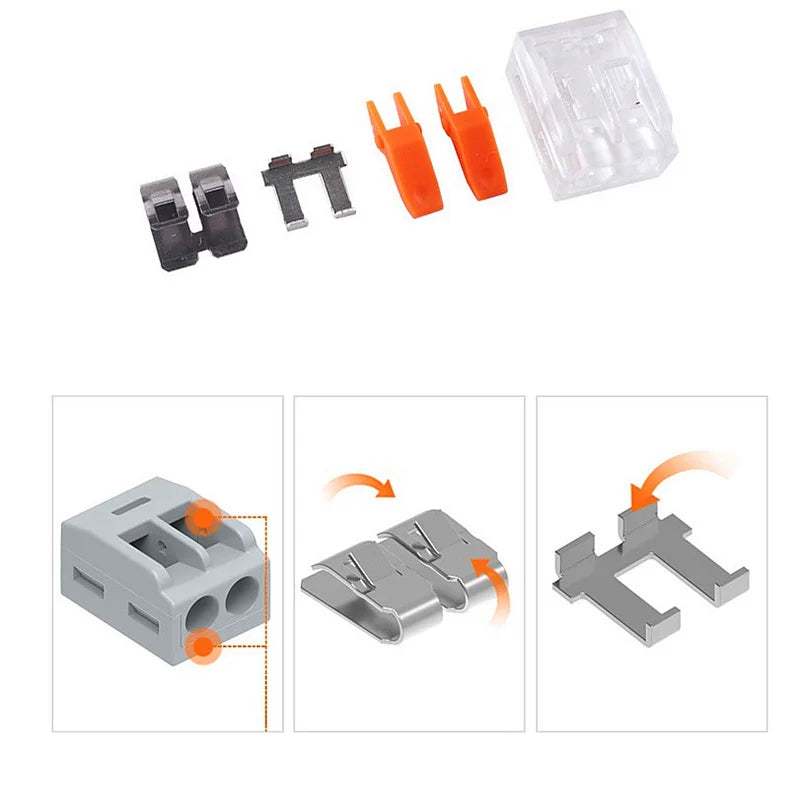 Terminali plug-in rapidi di tipo universale arancione da 10-75 pezzi, connettori per apparecchiature elettriche, terminali per connettori per cavi, 250 V/32 A