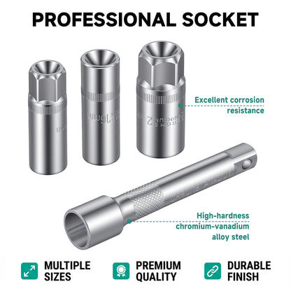 Podofo Set di 216 Pezzi di Utensili Avanzati per Riparazione Auto, Set di Chiavi a Bussola da 1/4", 3/8", 1/2" con Chiave a Cricchetto a 24 Denti, Chiave a Cricchetto Ergonomica, Set di Utensili per Meccanici per Riparazione