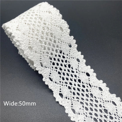 10mm-50mm 2 metri di nastro di pizzo di cotone 100% bianco per abbigliamento tessuto da cucito rifiniture in cotone all'uncinetto nastro di pizzo accessori fatti a mano