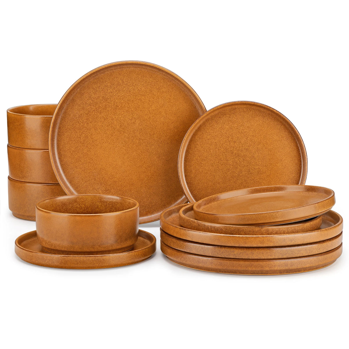 Vancasso WEBB Set di stoviglie in gres da 12 pezzi, include piatti piani, piatti da dessert e ciotole per cereali, per 4 persone