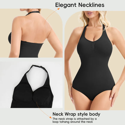 Body modellante da donna con controllo addominale, scollo all'americana, imbottito, modellante, senza schiena, copertura totale, intimo.