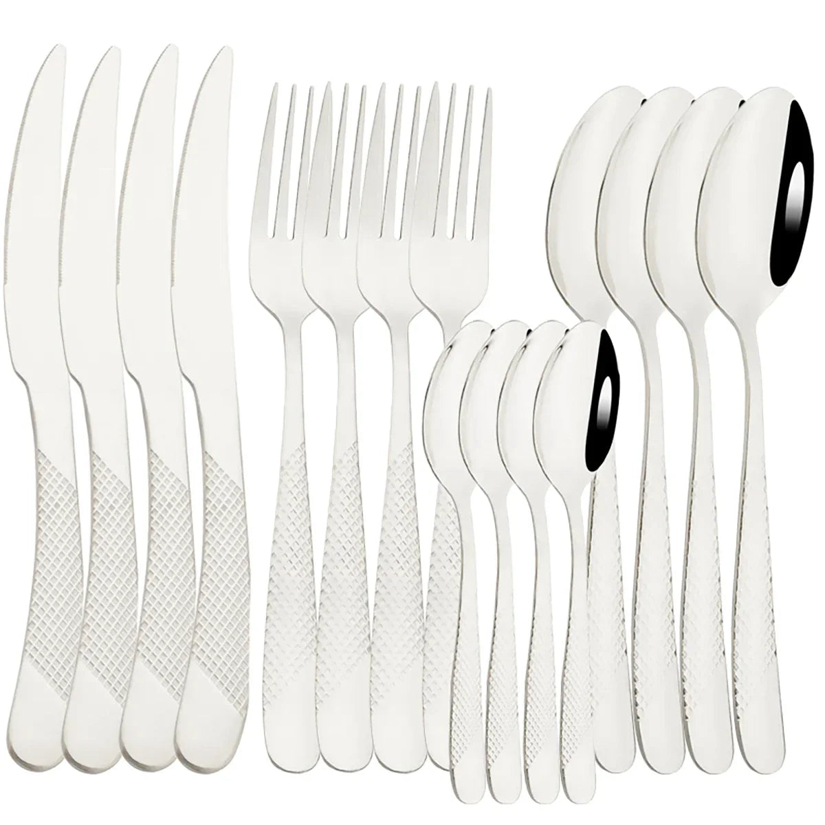 Set di posate in acciaio inossidabile da 16 pezzi - Set di posate nere, lucidate a specchio, lavabili in lavastoviglie, include coltelli, forchette e cucchiai
