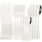 Set di posate in acciaio inossidabile da 16 pezzi - Set di posate nere, lucidate a specchio, lavabili in lavastoviglie, include coltelli, forchette e cucchiai