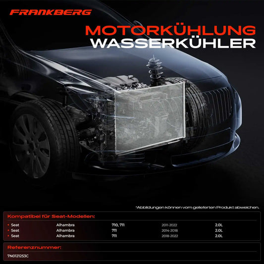 Frankberg 1x Radiatore Acqua Motore per VW Sharan 7N Seat Alhambra 710 711 2.0L 7N0121253C