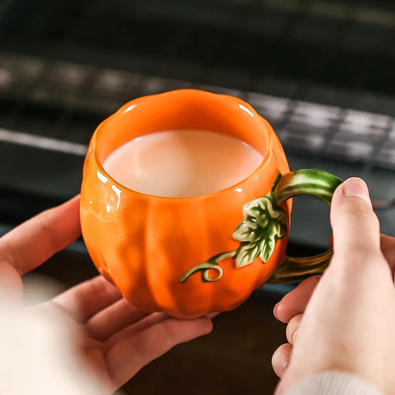 Tazza a Forma di Zucca Carina, Tazze Realistiche a Forma di Zucca, Stoviglie in Porcellana, Utensili per Bere, Tazze da Caffè, Tazze per il Tè Pomeridiano