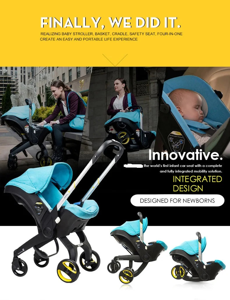 Passeggino 3-in-1 per Neonati, Sistema da Viaggio con Sedile Auto Rimovibile, Telaio in Alluminio Leggero e Ammortizzazione degli Urti, per Bambini da 0 a 4 Anni