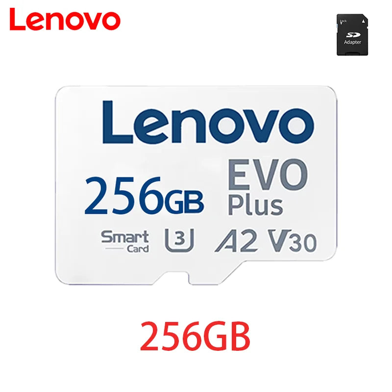Scheda Micro SD ad alta velocità Lenovo, 1 TB, 512 GB, classe V30, U3, scheda di memoria Micro SD da 256 GB, per la registrazione di video in 4K, scheda TF per droni e action cam.