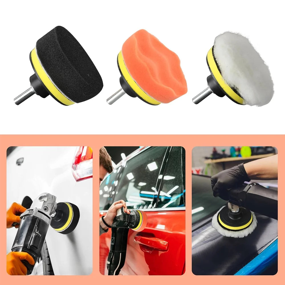 Kit di 5-39 Pezzi di Tamponi in Spugna per Lucidatura Auto, Tamponi in Schiuma da 3/4/5/6/7 Pollici per Lucidatrice, Tamponi per Ceratura Auto, Rimuove Graffi