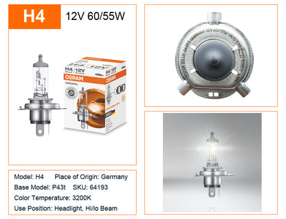 OSRAM 10 pz H4 H7 H11 HB3 HB4 Lampada Originale 3200 K Luce Frontale H8 H9 H16 9005 9006 Lampade Auto Lampadine Alogene Made in Germany USA