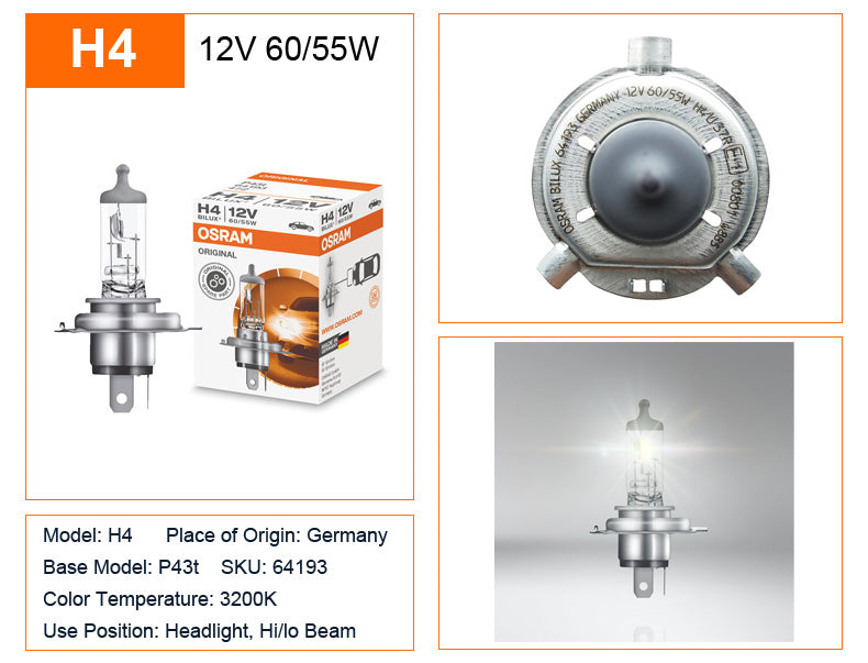 OSRAM H4 H7 H11 12V faro alogeno lampada originale per auto 3200K bianco caldo Standard autentico lampadina Made in Germany (1 pz)