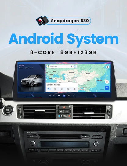 Sistema Multimediale Intelligente MEKEDE con CarPlay Wireless e Android Auto per BMW X5 E70 X6 E71, Schermo QLED da 10.25/12.3 Pollici, Android 14, CPU Snapdragon, Radio e Navigazione GPS per Auto