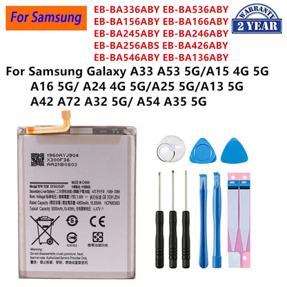 Batteria EB-BA336ABY EB-BA166ABY EB-BA546ABY per Samsung Galaxy A33 A53 A25 A13 5G /A15 A16 A24 4G 5G / A42 A72 A32 A54 A35 5G