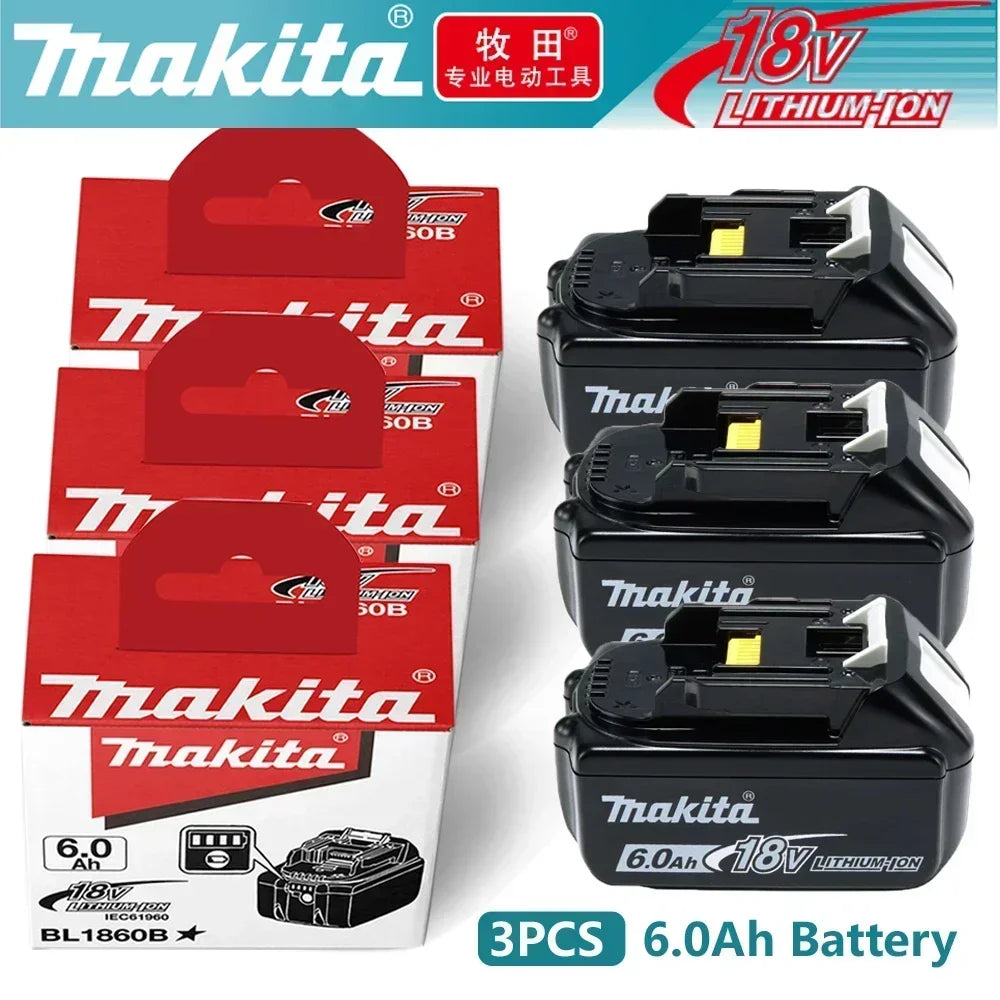 Batteria Originale Makita 18V 6Ah con Indicatore di Carica, Batteria Ricaricabile Makita BL1830 BL1840 BL1850 per Utensili Elettrici